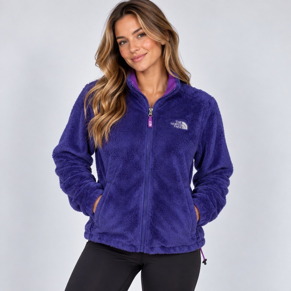 The North Face Womens Osito Fleece Jacket Blue Magenta XS Full Zip Soft Fuzzy